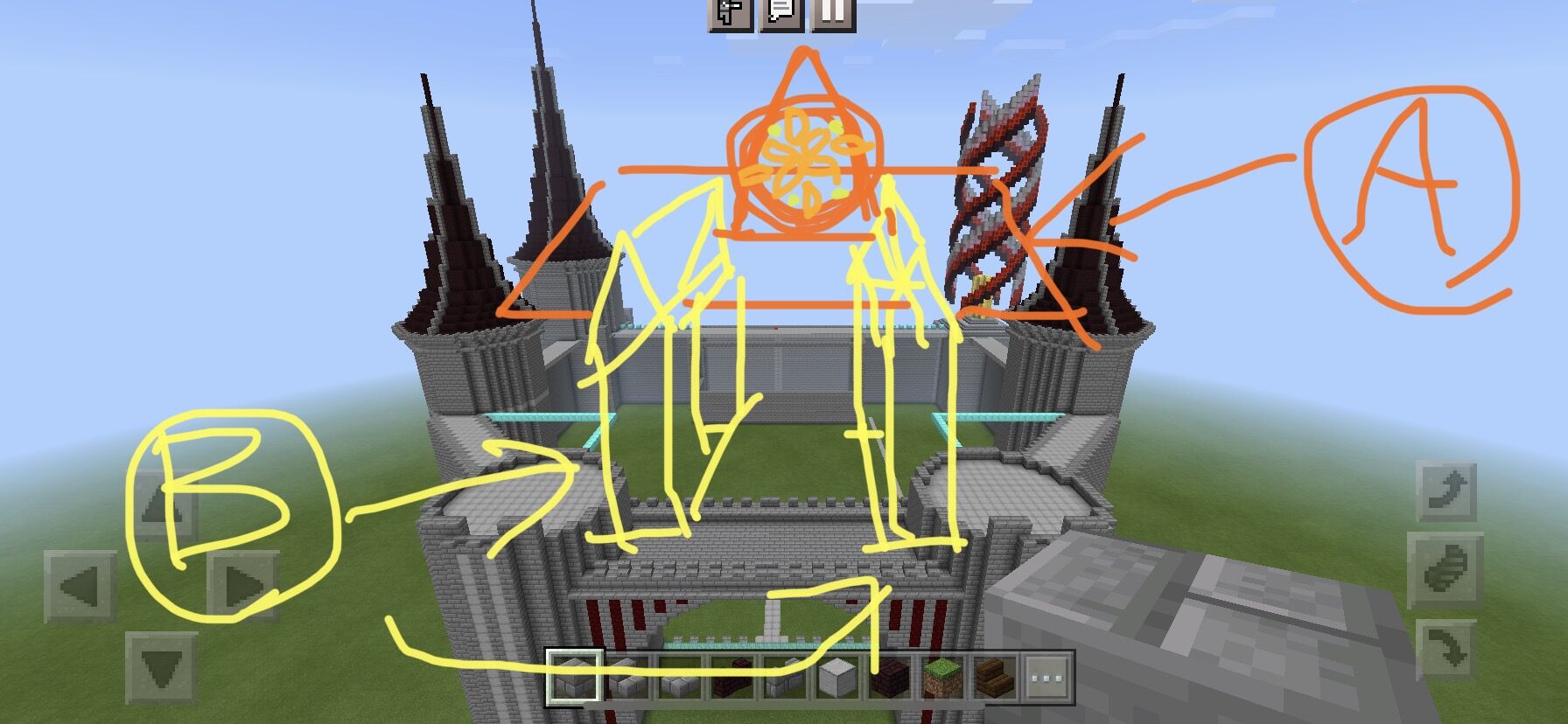 マイクラpe 城建築練習 その７ 本殿の屋根交差 わたしのオンラインメモ帳