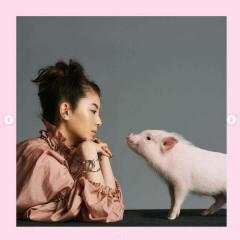 浜辺美波、ミニブタとの癒しショットにネット興奮「お顔が国宝級」