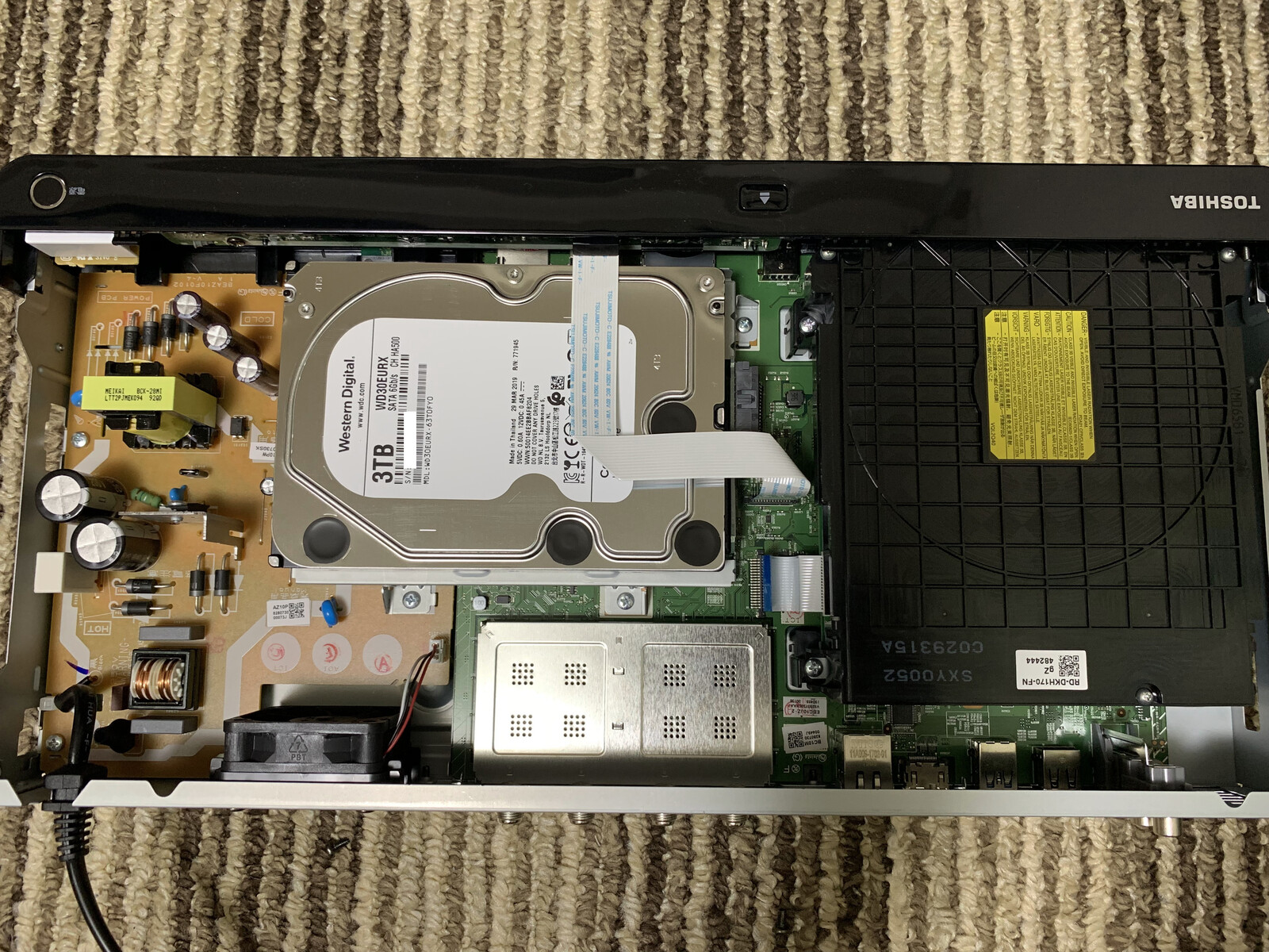 Regzaタイムシフトマシン Dbr M3009 のhddを置換して8tbにする