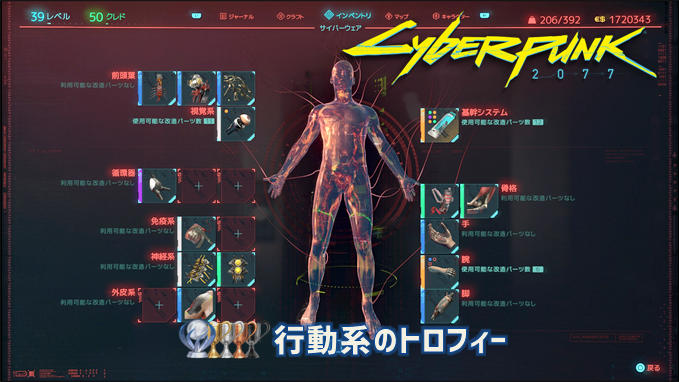サイバーパンク77 優等生 工匠 全身換装 など行動系のトロフィー スキルを最大レベルにする レジェンド品のクラフト方法 こつこつトロフィーコンプ