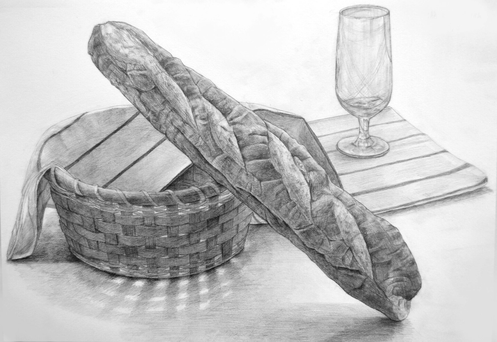 フランスパンのデッサン 4月 : 絵画教室・画塾アトリエエムの日々