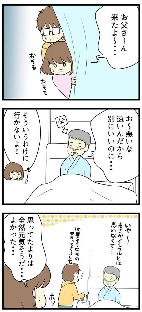 おそるおそる病室をのぞくと、思ったよりも元気そうな父がいました