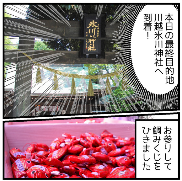 本日の最終目的地川越氷川神社へ到着!お参りして鯛みくじを引きました。