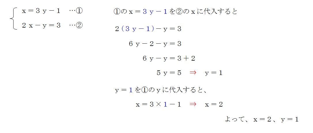 代入法のやり方 連立方程式の問題で役に立つ解き方だぞ 三重の