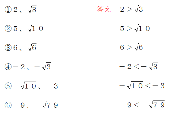 平方根の大小