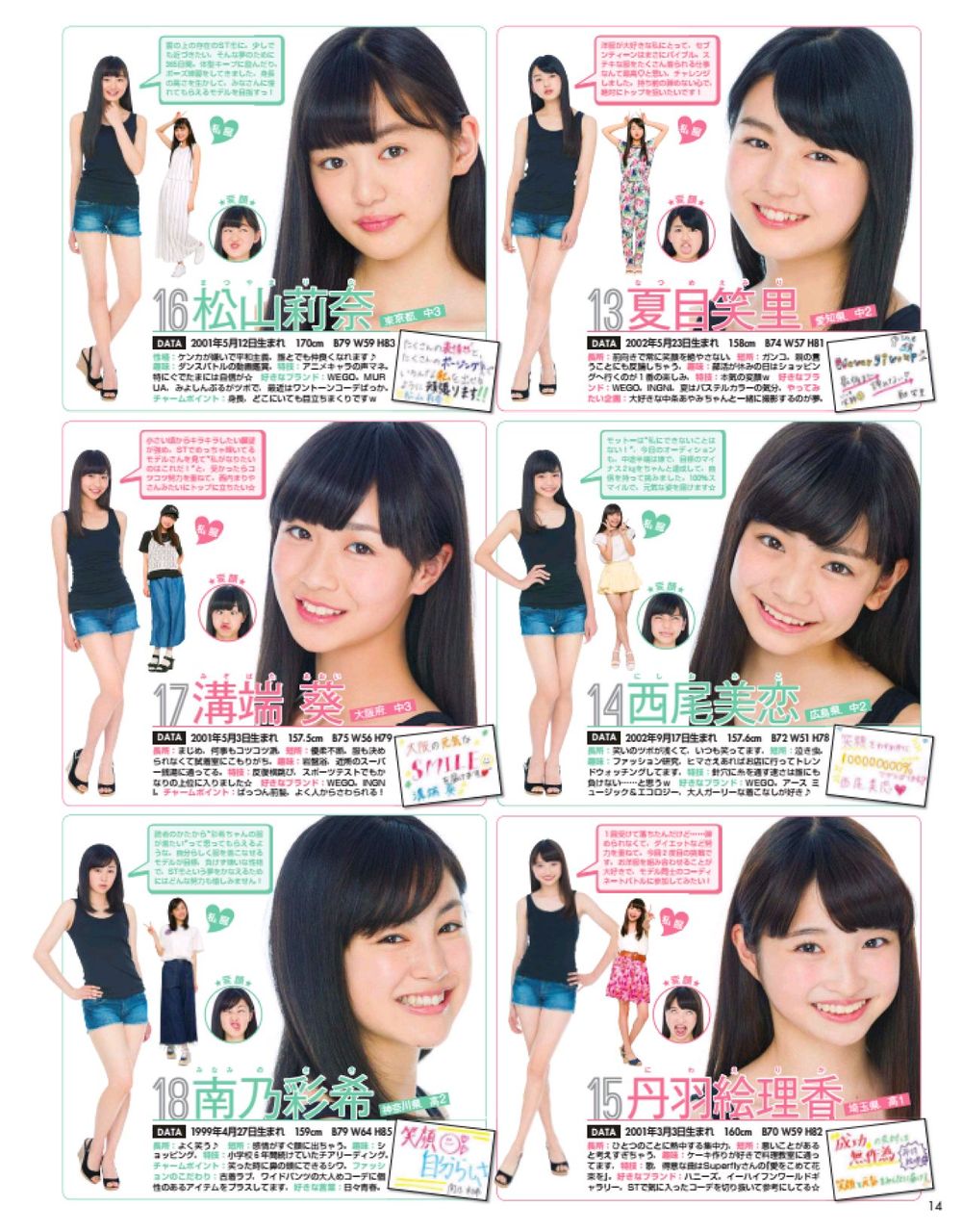 ★ ミスセブンティーン2016 最終候補20人 詳細プロフ 1番～10番 動画あり 雑誌「Seventeen