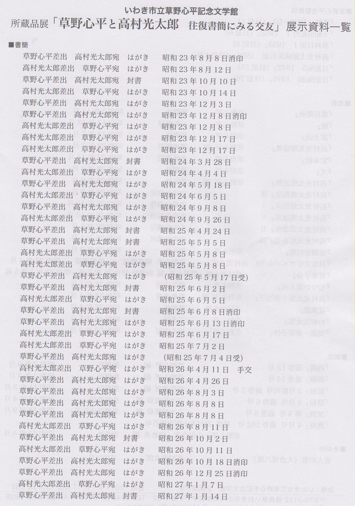 いわき市立草野心平記念文学館「平成26年度所蔵品展 草野心平と