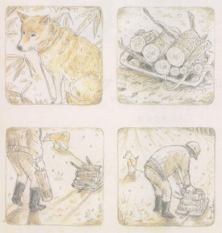鉛筆で描かれた絵本の原画展「ほんとうの空の下で」。 : 高村