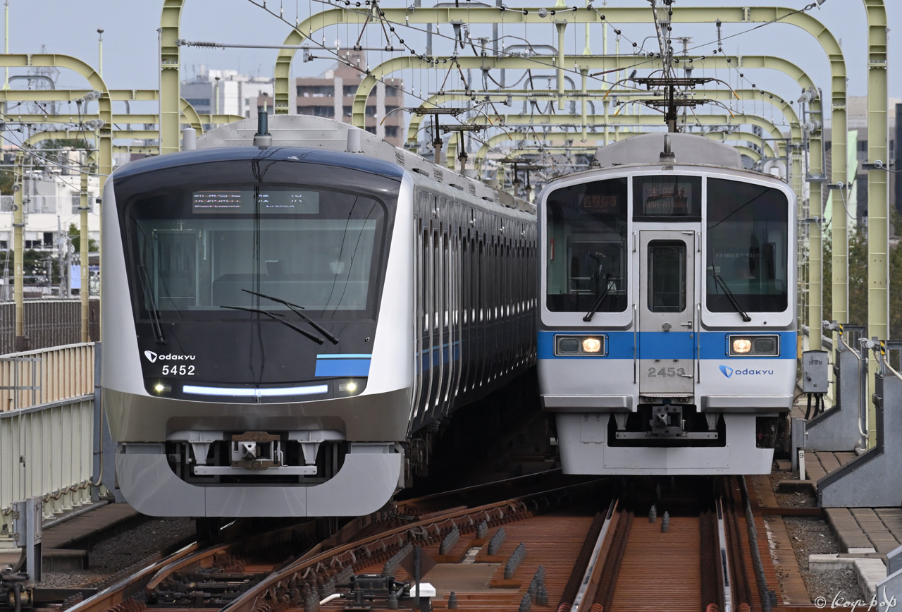 多摩川橋梁を通過する小田急5000形と小田急00形 Koyapop S Library Beautiful Trains 1