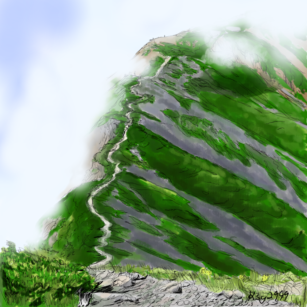 白馬岳近くの小蓮華山の稜線のイラストを描いてみた 絶対にマネをしてはいけない山歩き 白馬岳近くの小蓮華山の稜線のイラストを描いてみた 絶対にマネをしてはいけない山歩き