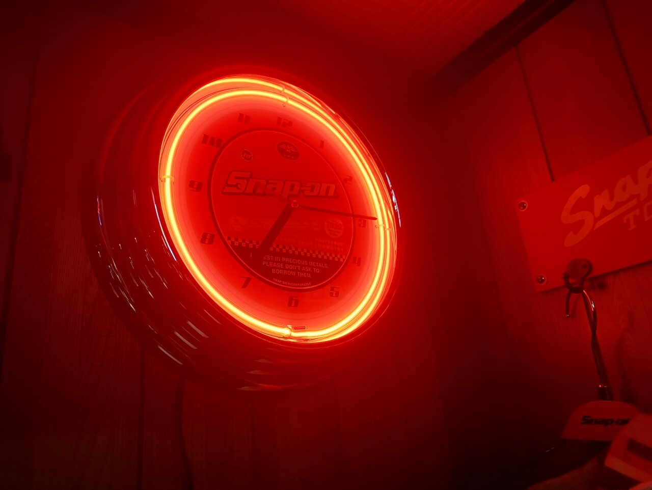 Snap-on & ルート66, 掛け時計, ネオン管付き, 難あり, 中古 Snap-on