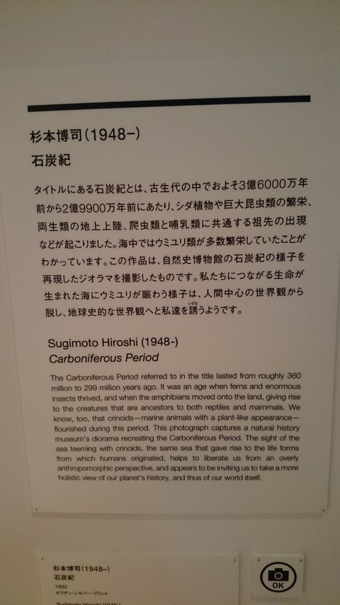 森美術館 宇宙と芸術展 杉本博司 石炭紀 解説