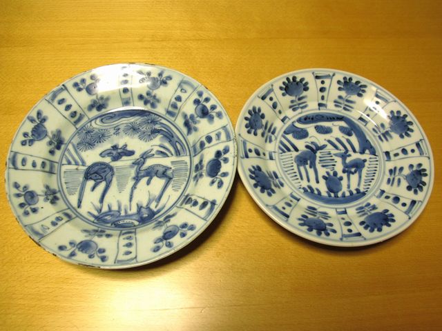 中国明朝末期 古染付芙蓉手鹿文中皿 美味いもん 徒然日記