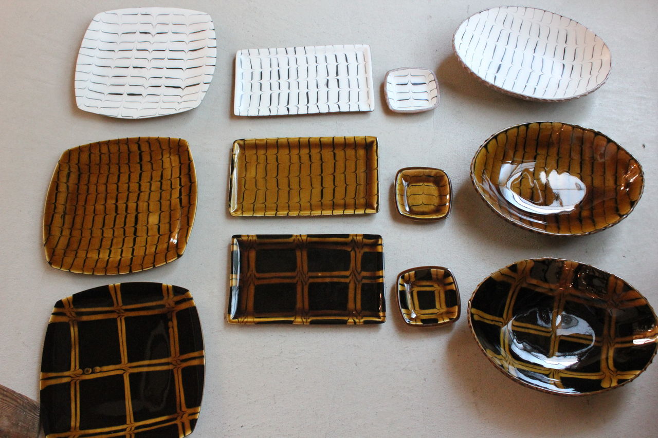 十場天伸 スリップウェア 大皿 プレート 7寸〜8寸 つくも窯 つくも