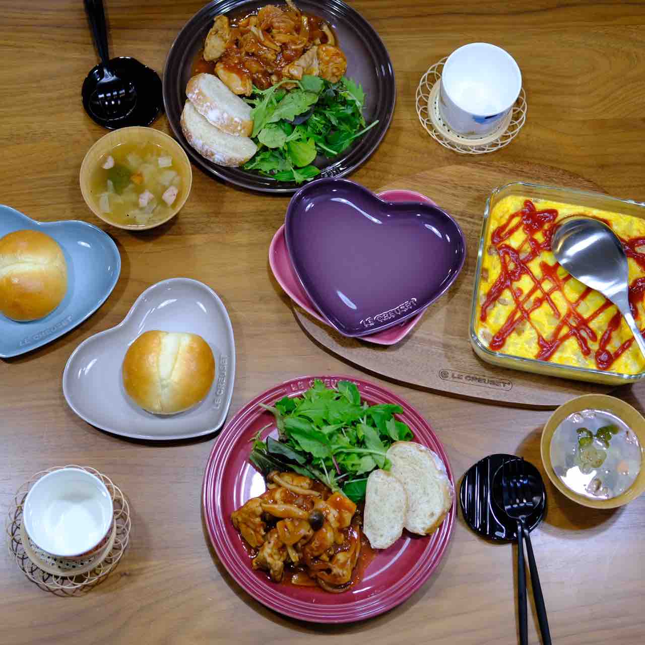 ルクルーゼスフィアハートプレートの食卓 : 鍋好きのごはん日記 ...