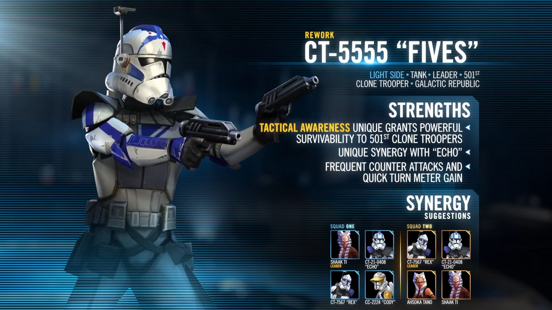 公式 Ct 5555 ファイブス の再調整概要 Star Wars Galaxy Of Heroes スター ウォーズ 銀河の英雄 攻略 考察