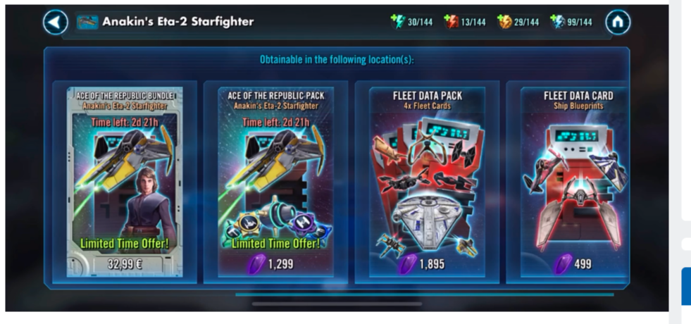 キャラからかけらを探そうとするとガチャから表示される Star Wars Galaxy Of Heroes スター ウォーズ 銀河の英雄 攻略 考察