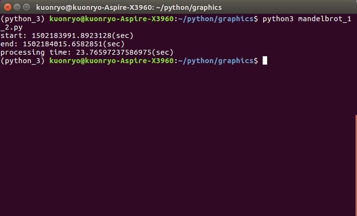 Ubuntu機にmatplotlibをインストールする ついでにマンデルブロ集合とマルチプラットフォームの検証 久遠電脳雑技団 次の世界まで あと何日 Ubuntu機にmatplotlibをインストールする ついでにマンデルブロ集合とマルチプラットフォームの検証 久遠電脳雑技団 次の世界まで あと何日