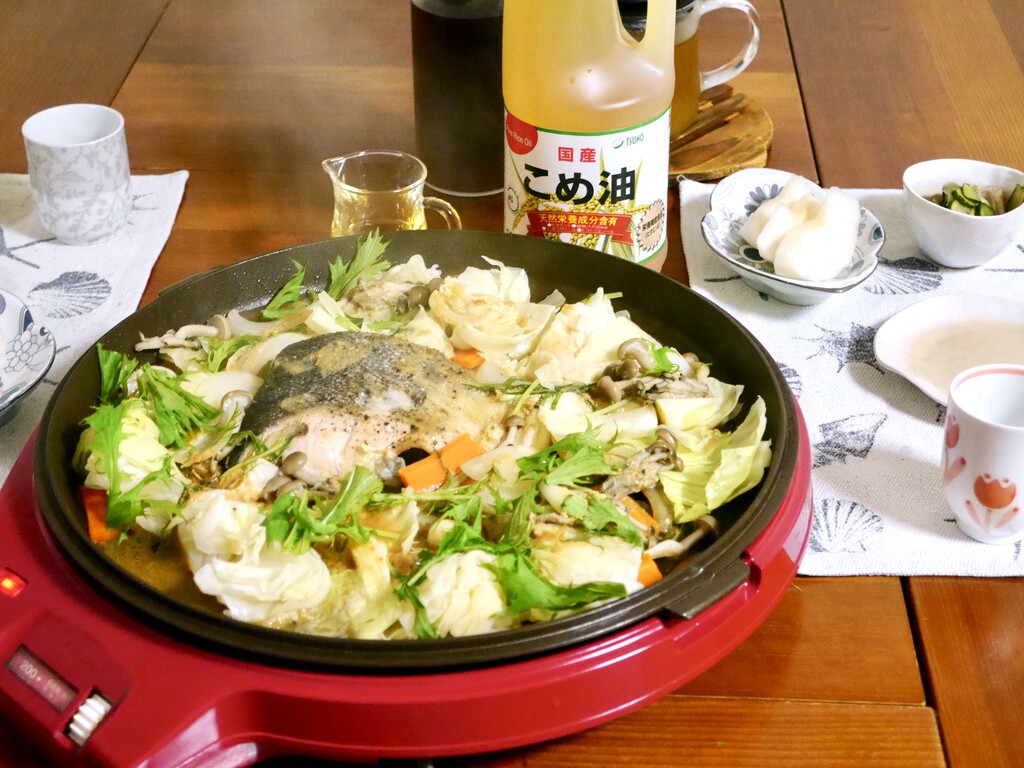 こめ油で鮭のちゃんちゃん焼き クピの蒼い風