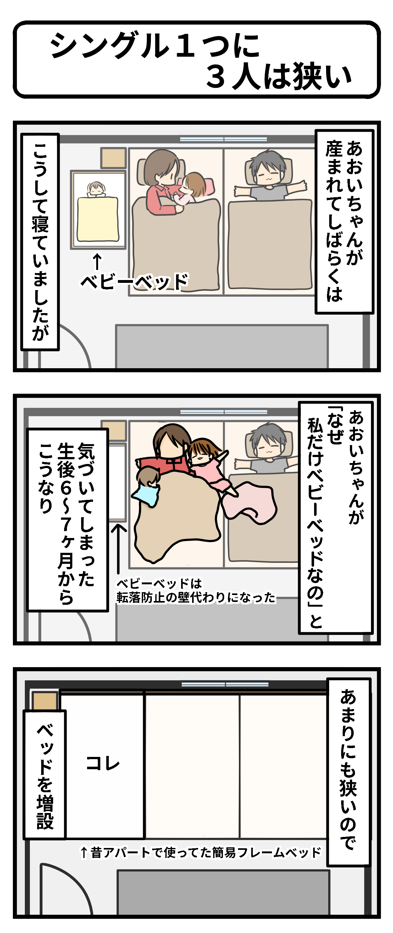 シングル１つに３人は狭い 寝室事情 ギブミー睡眠 育児絵日記 Powered By ライブドアブログ