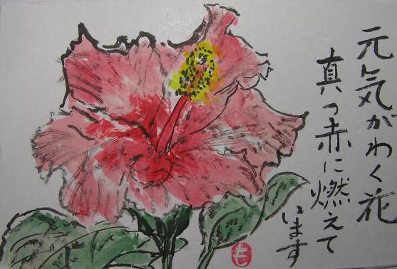 絵手紙シリーズ 南国の花 ハイビスカス 四季の花図鑑