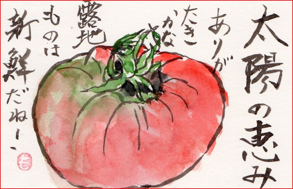 四季の花図鑑絵手紙シリーズ 初夏の野菜「トマト」