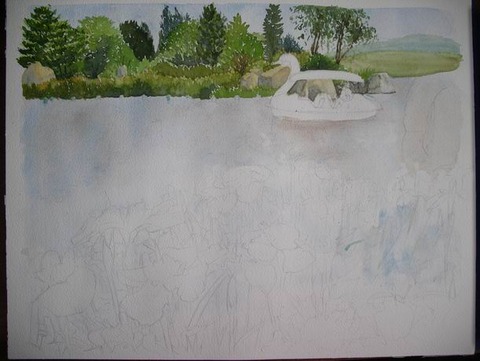 透明水彩画「国立明石海峡公園」 (2)