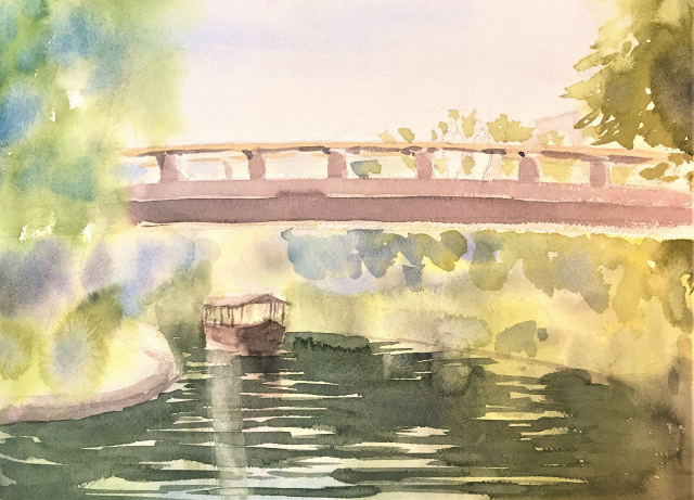透明水彩画「秋の香り」(京都伏見) (2)