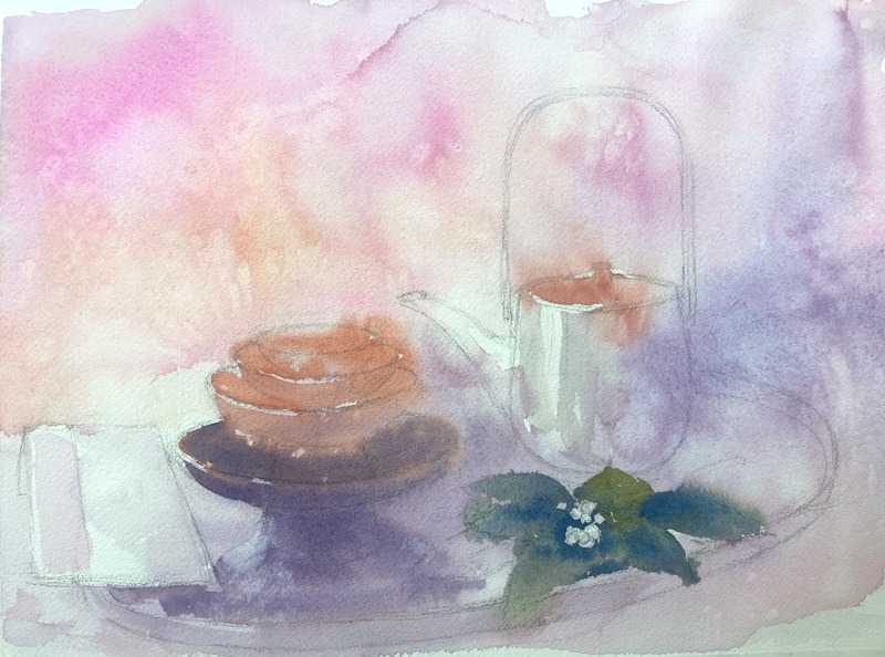 2026.01.01透明水彩画「朔日 雪の洗礼」F6サイズ途中4