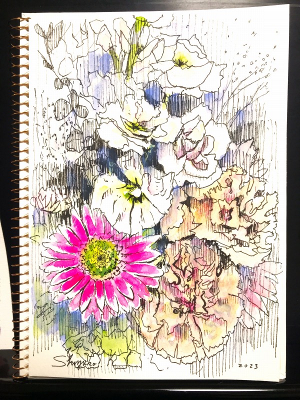 カフェでペン水彩を描く✒＆画材価格高騰につき色々再検討中🖌