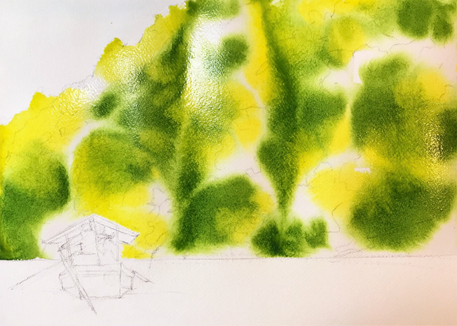 透明水彩画「保津川下り(京都嵐山)」製作途中 (0)