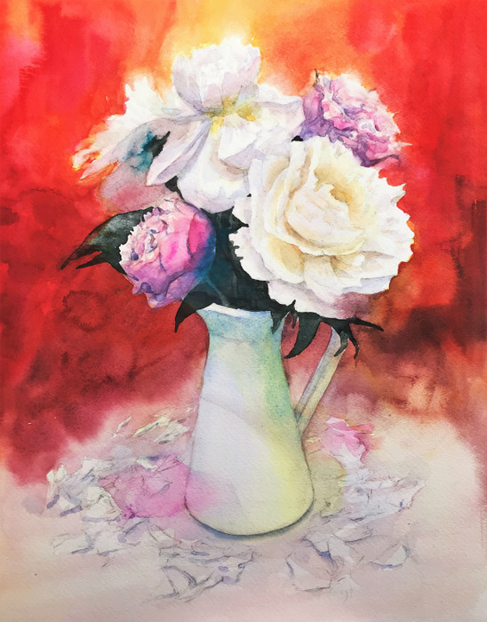 透明水彩画製作途中「心境は絵に出るの?(≧ヘ≦#)」の巻