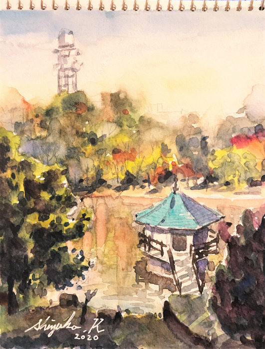 スケッチ散歩(山田池公園:枚方市)& ラジオ水彩的生活
