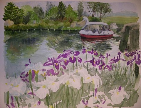 透明水彩画「国立明石海峡公園」 (4)