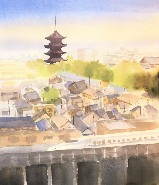 透明水彩画「家路」アヴァロン10号 (2)途中