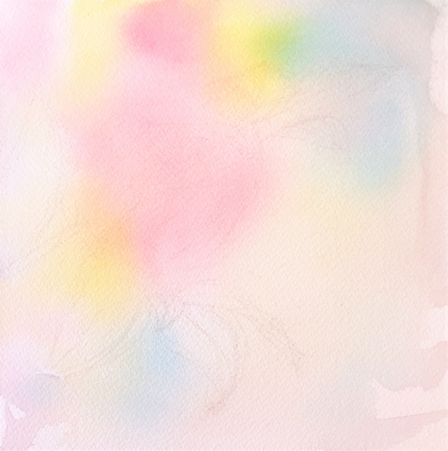 2020.01.26透明水彩画「昨日のこと(八重の椿)」途中 (1)