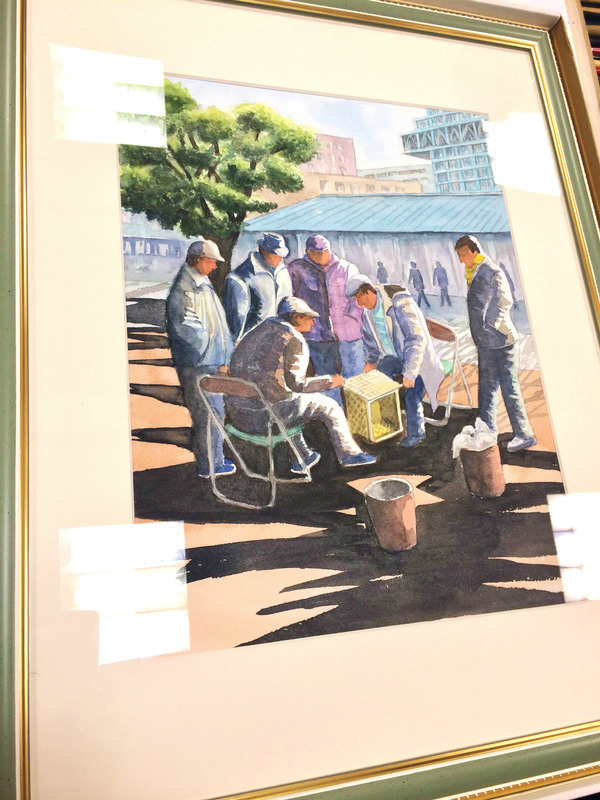 15Mさん透明水彩画作品「阿倍野の街角にて」仮題