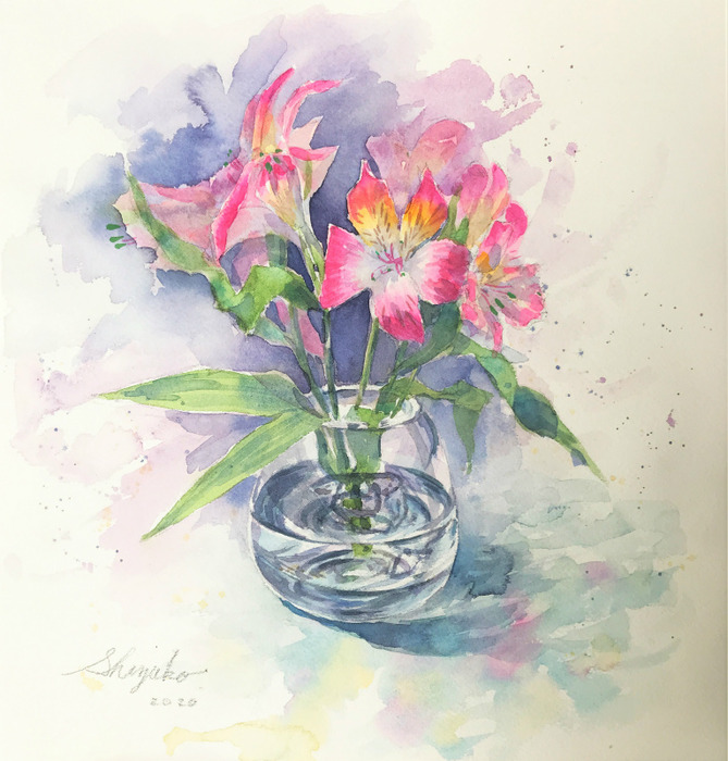 花の水彩デッサン ~苦手な静物画~