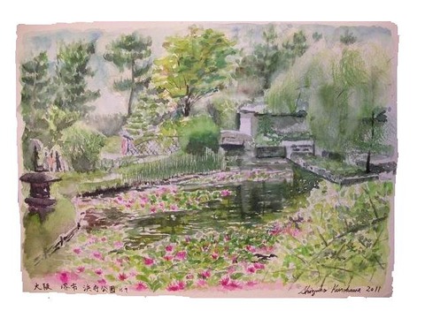 透明水彩スケッチ「堺市 浜寺公園」