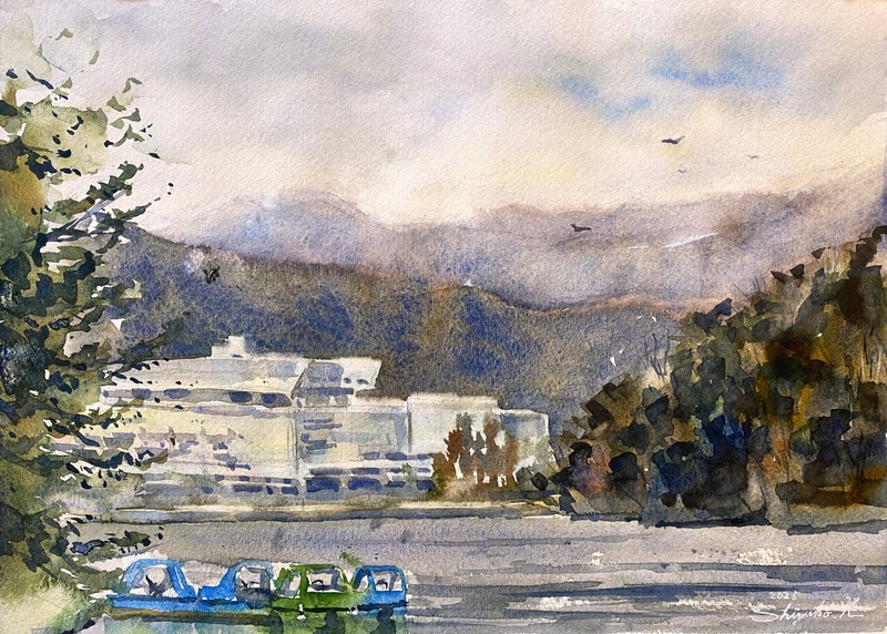 京都【宝ヶ池公園】独りスケッチだったけど…地元の方との出会い