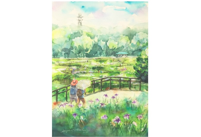 2020.02.21透明水彩画「菖蒲園(山田池公園)」#8完成