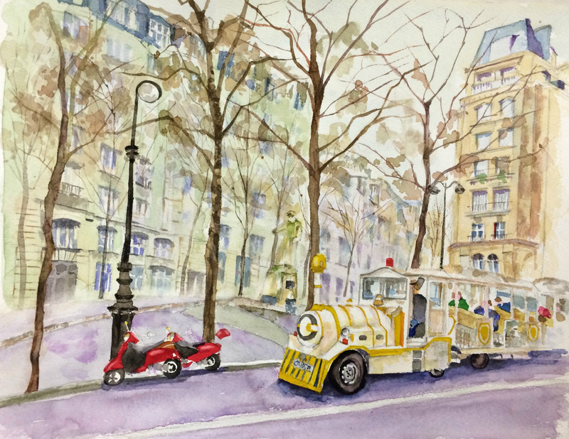 25Iさん透明水彩画「イギリスの風景(仮題)」