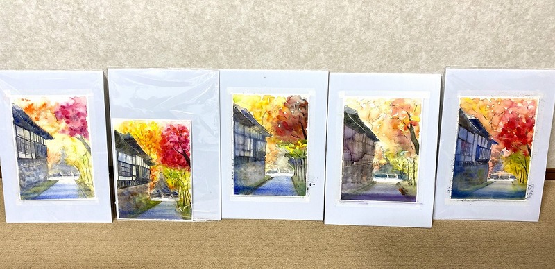 紅葉』水彩画(アクリル)