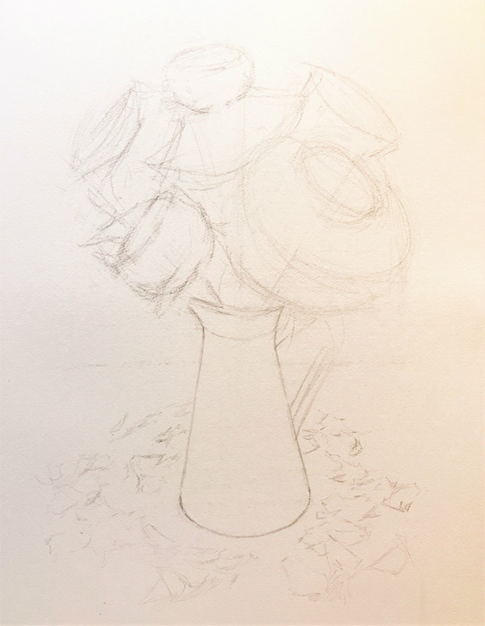 透明水彩画「赤い世界」途中 (0)