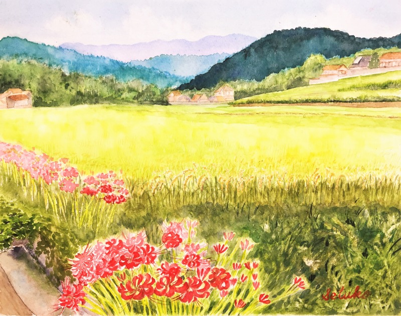 【水彩画】作者、題名とも不明 水彩画 光のアンサンブル (あべとしゆきテクニックノート