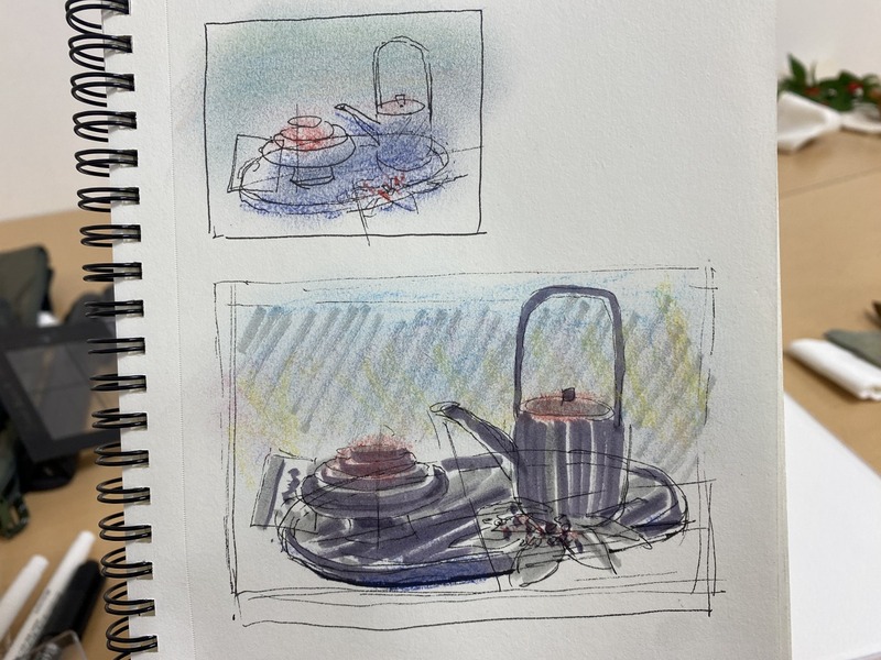 2026.01.01透明水彩画「朔日 雪の洗礼」F6サイズ途中1