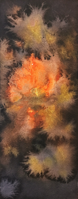透明水彩画「線香花火(松葉)」製作途中 (3)