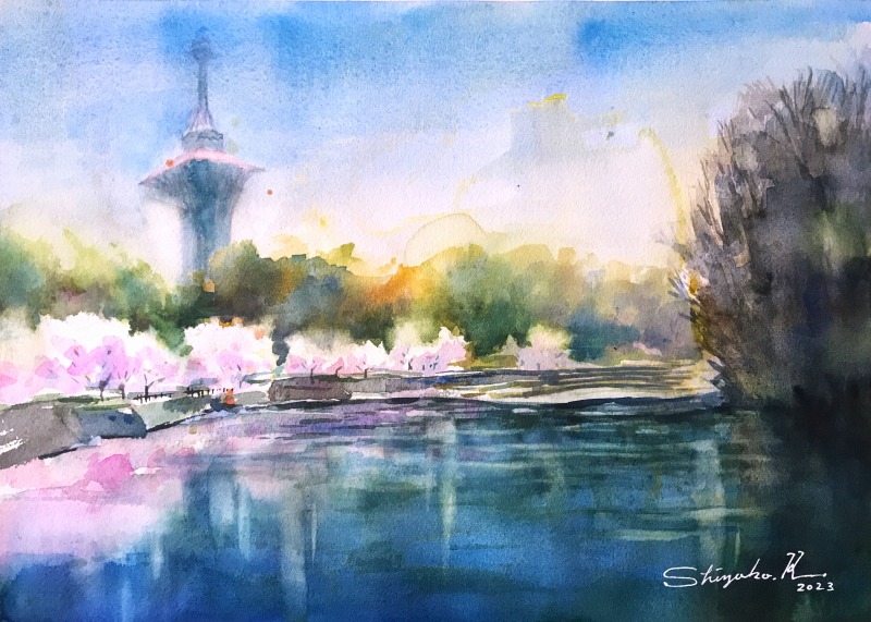 今年最後の桜スケッチ🌸～いのちの塔が解体される前に～