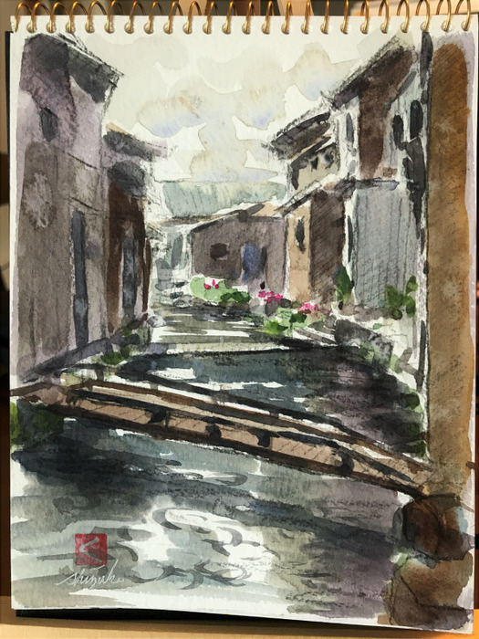 「滋賀:醒井(さめがい)スケッチ旅行」②雨・曇・雨・曇・晴のスケッチ日和