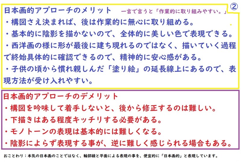 2日本画的アプローチのメリットデメリット(透明水彩画）